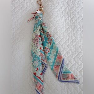 JOHNNY WAS Keychain Zoila Bandana Silk Scarf Handkerchief NWT Boho Bag Charm